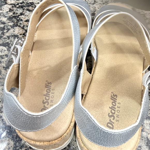 Dr. Scholl's Women's Once Twice Espadrille Platform Wedge Sandal 8M silver - Picture 6 of 11